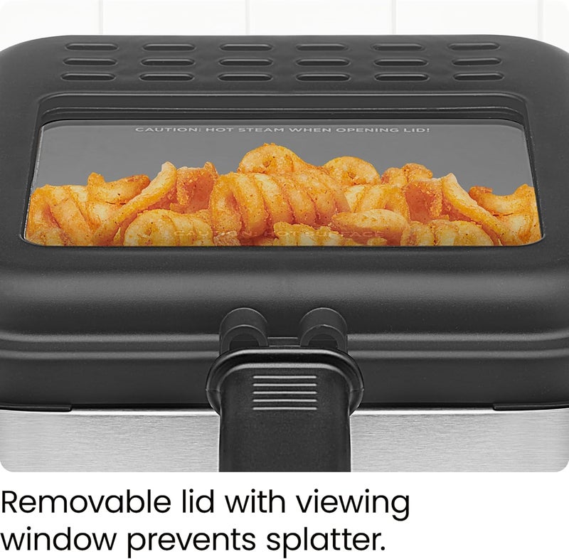 Chefman Fry Guy, The Most Compact & Convenient To Deep Fry Comfort Food, Restaurant-Style Basket With A 1.6-Quart Capacity, Easy-View Window & Adjustable Temp Control, Stainless - 1.5 Liter - Image 5